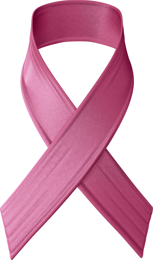 The image shows a light pink ribbon symbol of breast cancer awareness.