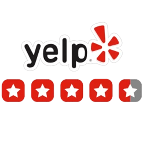 The image features a circular badge with a light blue background. At the center, there is a white star icon, symbolizing quality and customer satisfaction. Surrounding the star are the words 